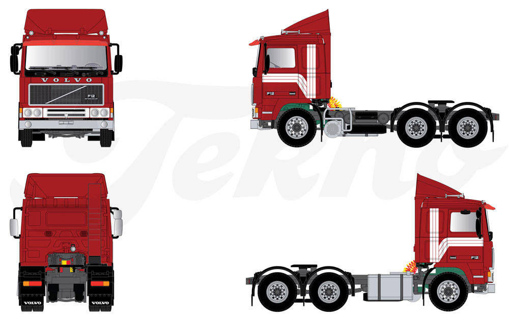 Volvo F12 6x2 rigid tractor, red