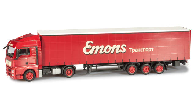 MAN TGX XLX curtain canvas semitrailer "Emons Russland" (RUS)