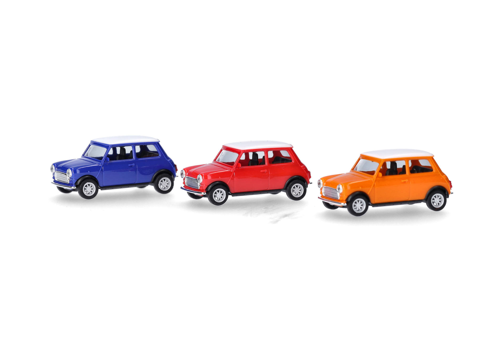 Mini Cooper yellow, red, blue