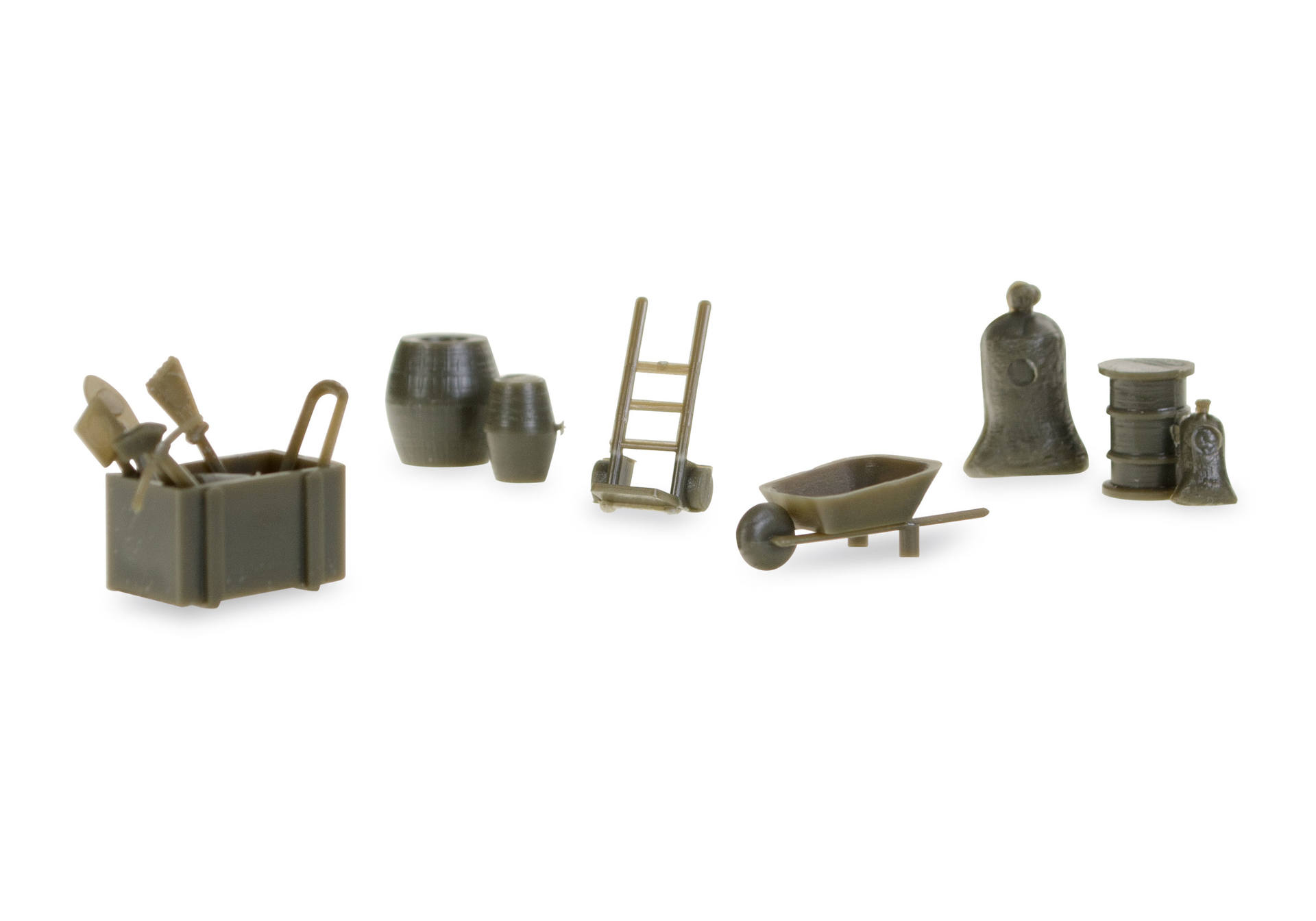 Herpa Military: Accessories wheelbarrows,sack barrows, barrels (contains 144 parts)