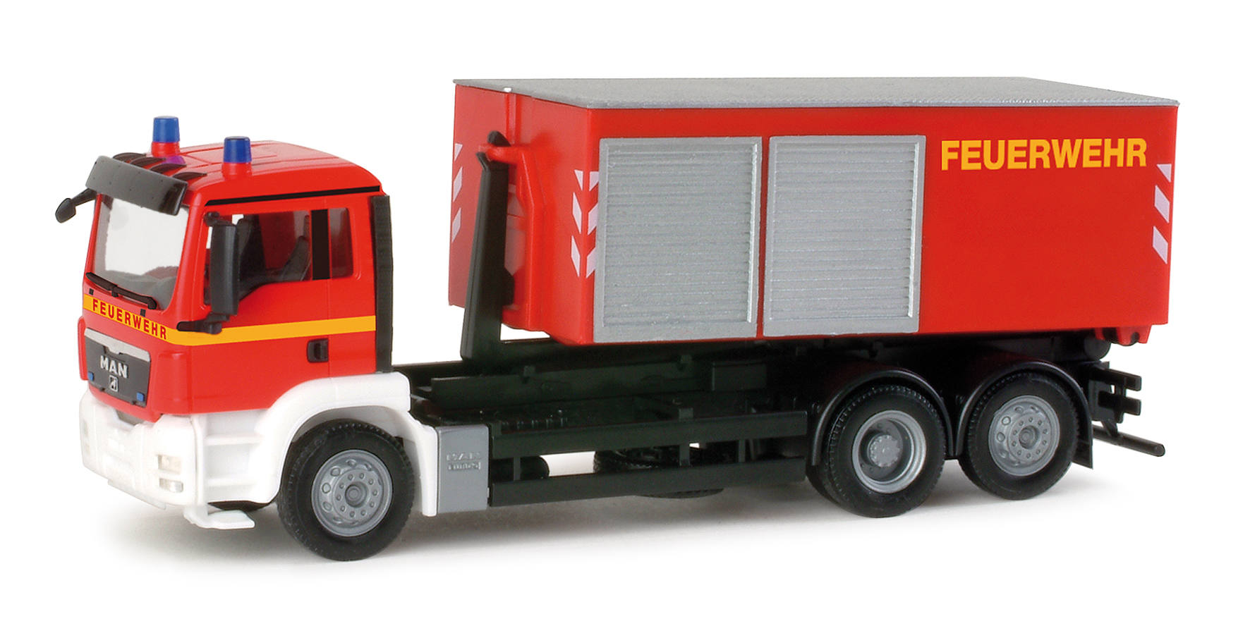 MAN TGS M roll-off container truck "fire department"