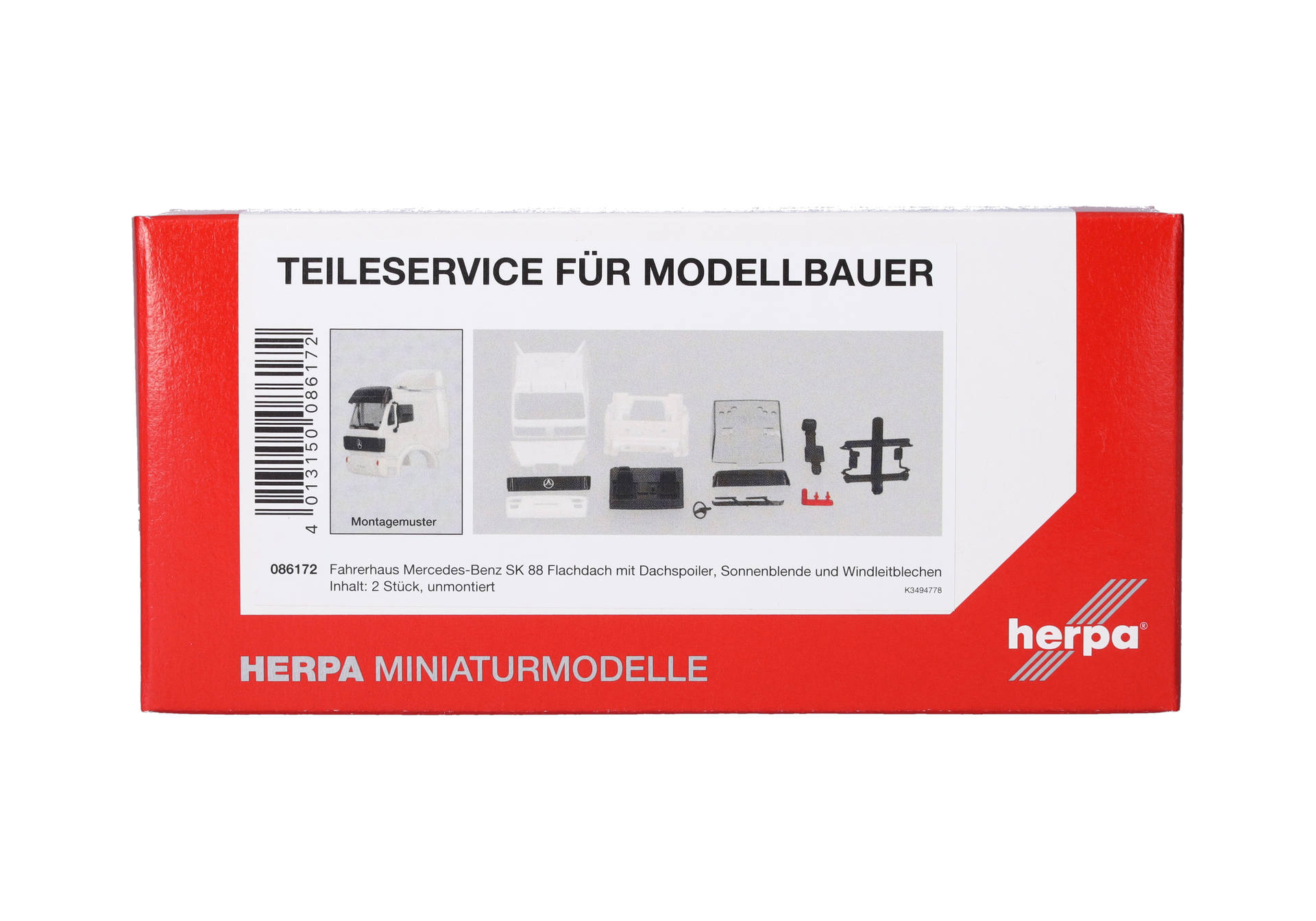 Teileservice: Mercedes-Benz SK88 Flachdach mit Windleitblechen, Dachspoiler, Sonnenblende, weiß (2 Stück)