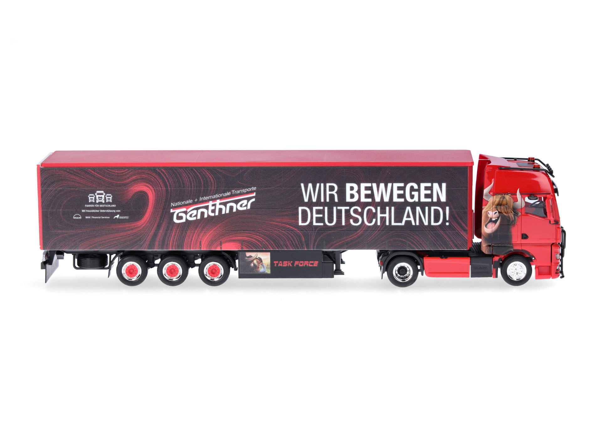 MAN TGX GX curtain canvas semitrailer truck "Genthner/We move Germany" (Baden-Wuerttemberg/Oberderdingen)