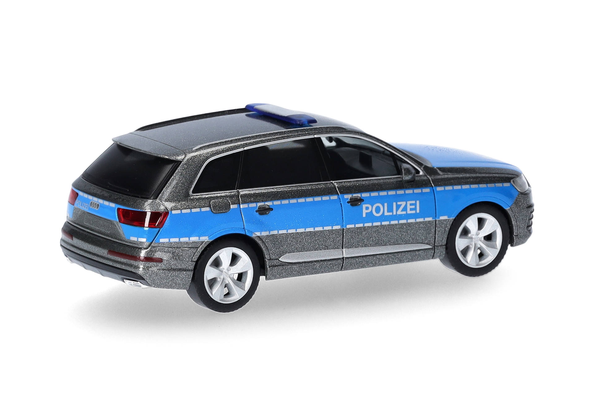 police car, model car, blue white, squad car, pretend vehicle, police car, die-cast, toy vehicle, blue gray, windows tinted