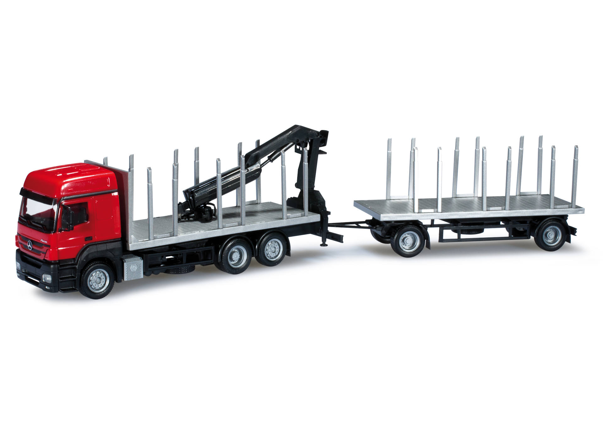 Mercedes-Benz Axor 2010 stake trailer with rear loading crane