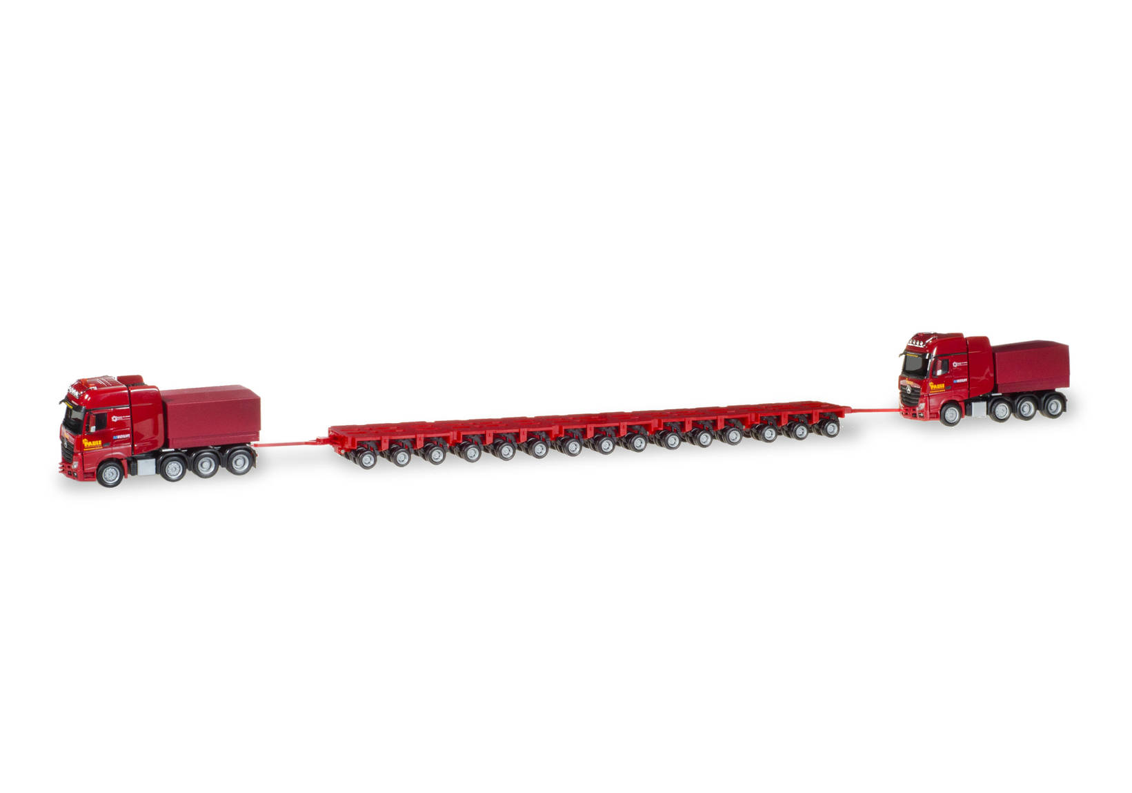 Herpa Camion Miniature Mercedes-Benz Actros SLT Convoi Exceptionnel Avec Caisse Mammoet (Pays-Bas), Miniature à L'échelle 1:87, Objet De Collection, Made In Germany, Plastique