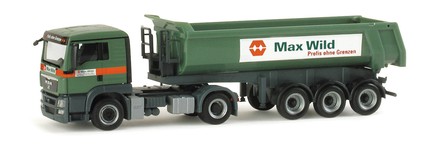 MiniKit Herpa MAN TGS TM Schmitz - Tractor Con Semirremolque Naranja, Escala Para Maquetas Y Coleccionismo, Montaje Sin Pegamento